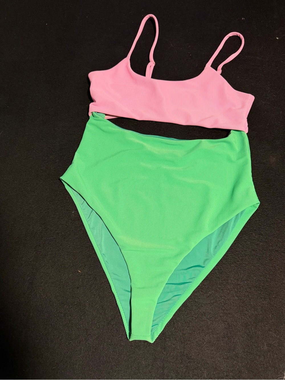 Beach Riot Green and Pink Ribbed Bikini Set - Picture 6 of 6